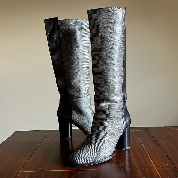 Almost NWT KUPURI - Black & Snakeskin Knee Boots - 39 EU / 9 US - Made in Spain - Picture 5 of 7